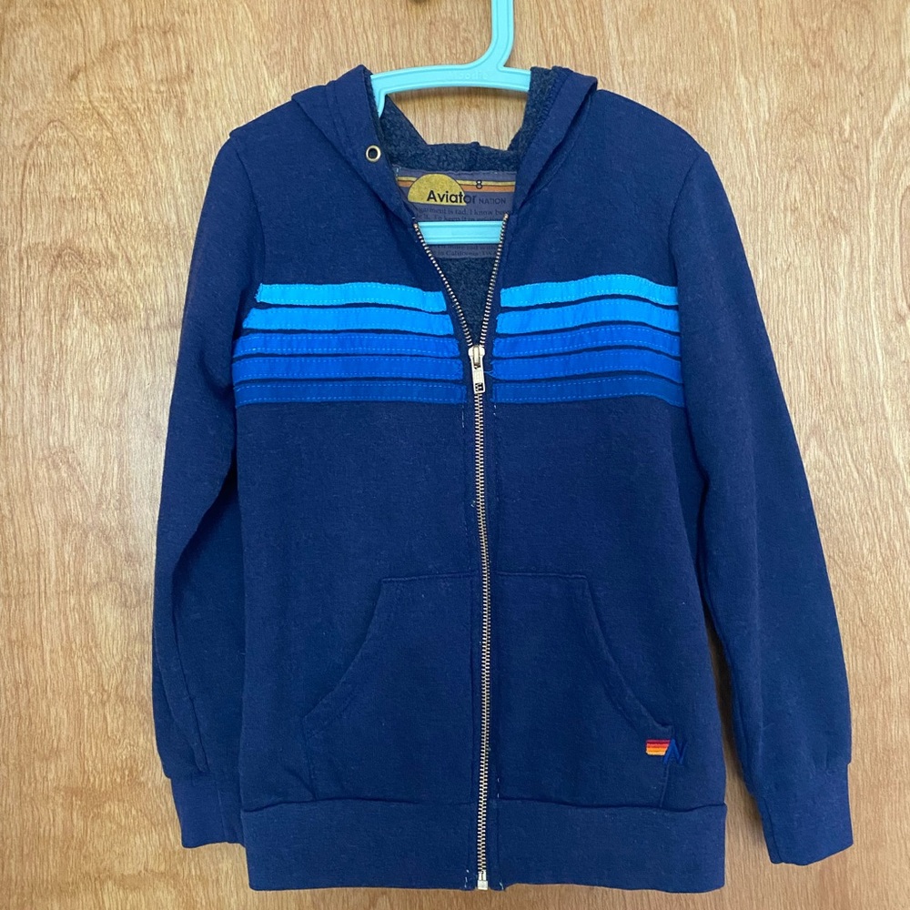 Aviator Nation Kid’s 5 Stripe Hoodie size 8
